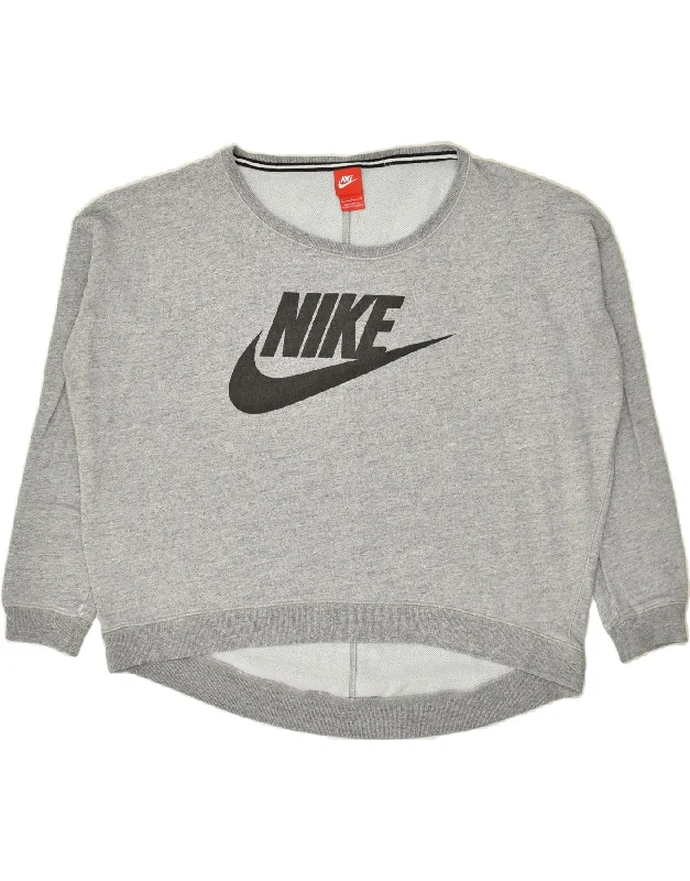 Price Fest NIKE Womens Oversized Graphic Sweatshirt Jumper UK 16 Large Grey Cotton