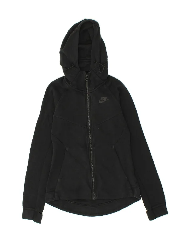Unmissable Offer NIKE Womens Zip Hoodie Sweater UK 6 XS Black Cotton