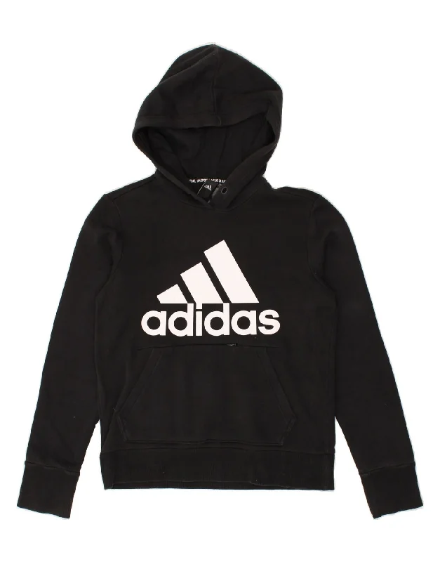 Final Clearance ADIDAS Womens Graphic Hoodie Jumper UK 4/6 Small Black Cotton