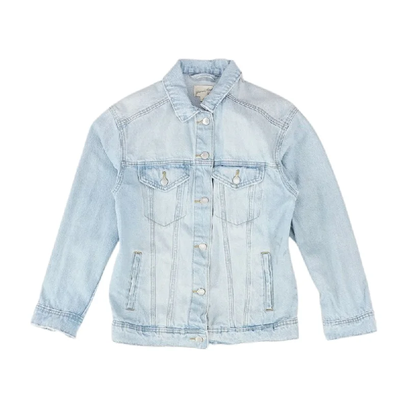 Early Bird Discount Blue Solid Denim Jacket