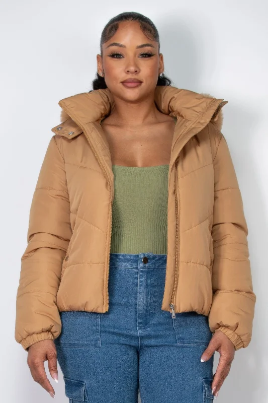 Daily Specials Insulated Zip-up Faux Fur Hooded Jacket