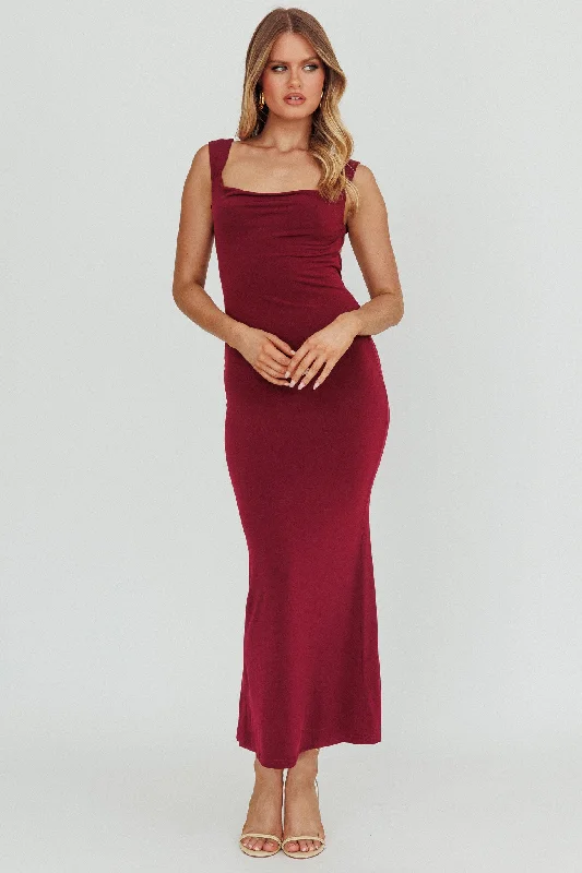 Deal of the Day Annabel Bodycon Maxi Dress Wine