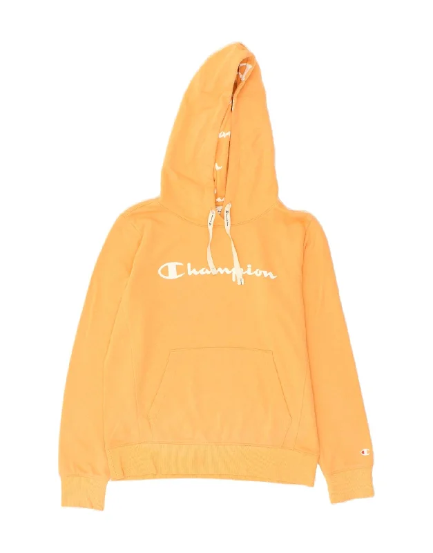 Instant Discount CHAMPION Womens Graphic Hoodie Jumper UK 14 Medium Yellow