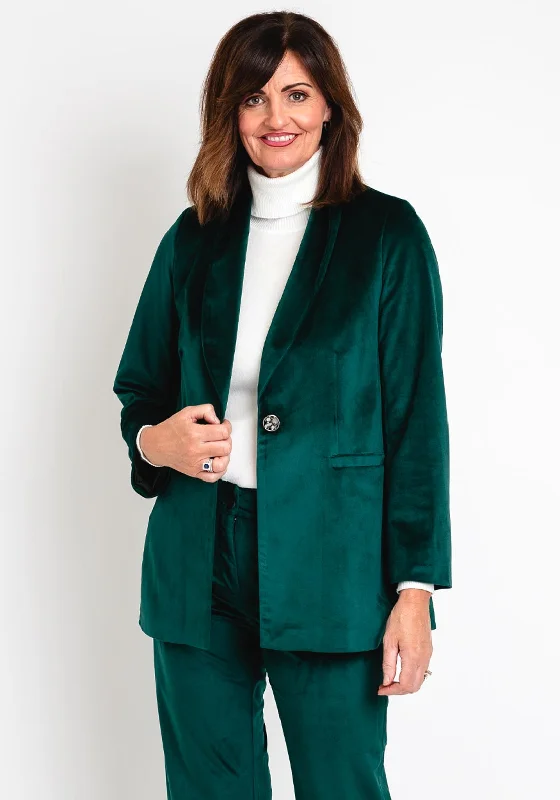 Price Blitz Camelot Velour Shawl Lapel Blazer, Forest Green