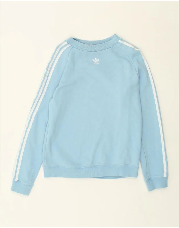 Deal of the Week ADIDAS Womens Graphic Sweatshirt Jumper UK 12 Medium  Blue Cotton