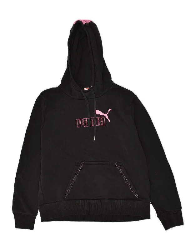 Closeout PUMA Womens Graphic Hoodie Jumper UK 16 Large Black Cotton