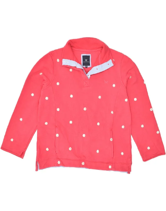 Members Only CREW CLOTHING Womens Button Neck Sweatshirt Jumper UK 12 Medium  Pink