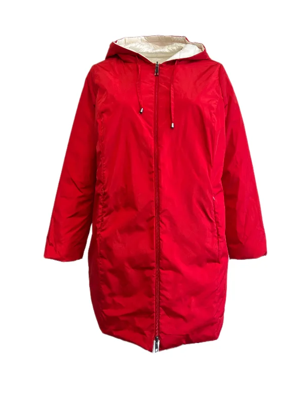 Best Deals Marina Rinaldi Women's Red Palatino Hooded Quilted Jacket NWT