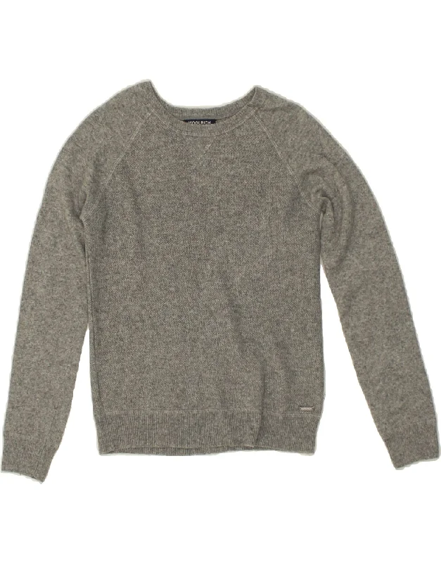 Savings Alert WOOLRICH Womens Crew Neck Jumper Sweater UK 8 Small Grey