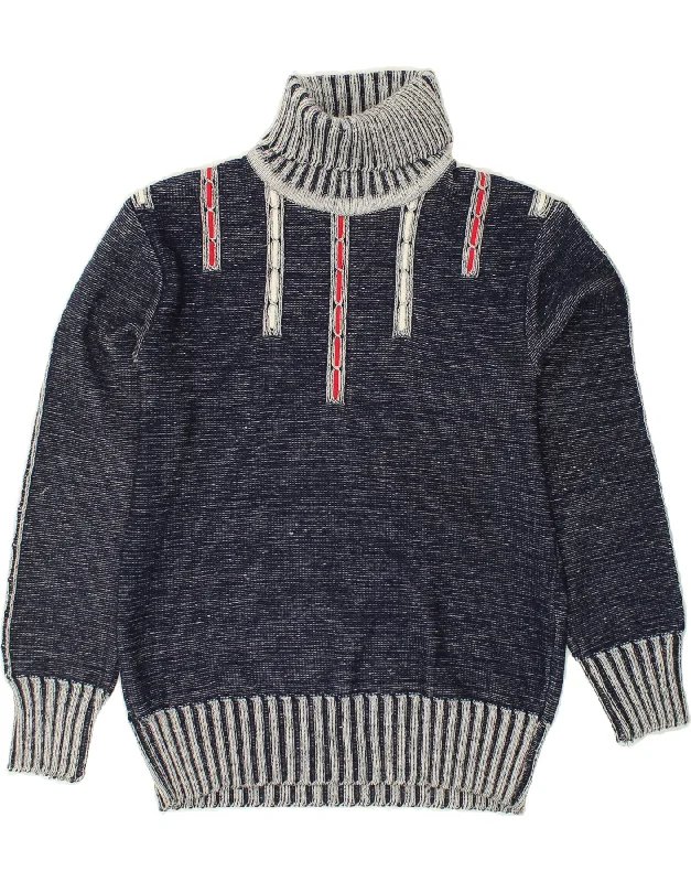Daily Deals VINTAGE Womens Roll Neck Jumper Sweater UK 18 XL Navy Blue Acrylic