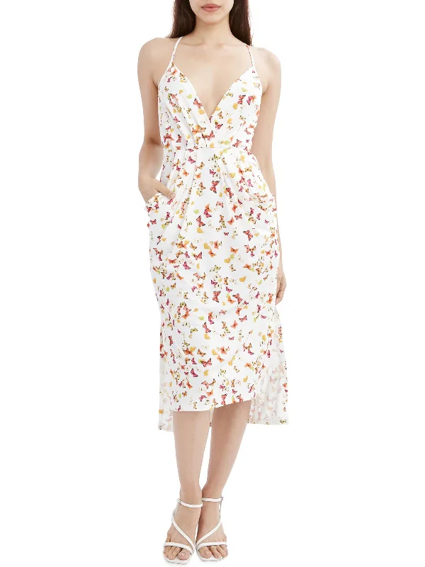 Hot Deal Womens Butterfly Print Sleeveless Midi Dress