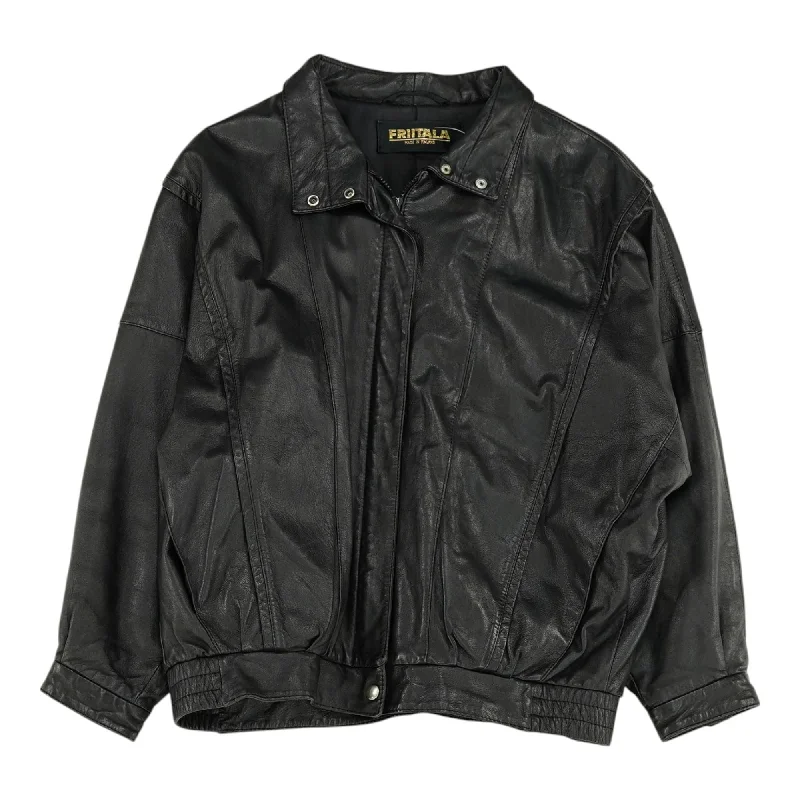 Price Break Black Solid Leather Jacket