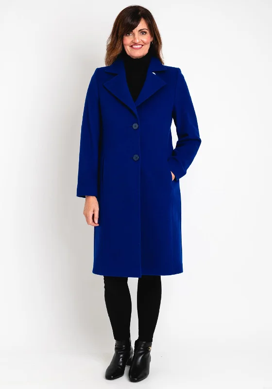 Special Buy Christina Felix Notch Collar Wool Cashmere Blend Long Coat, Royal Blue