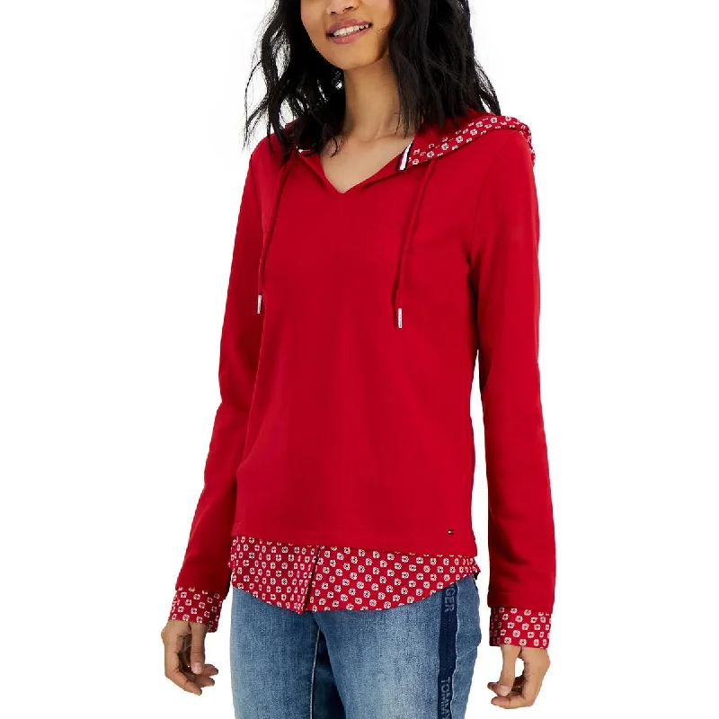 Value Deals Womens Mixed Media Hood Sweatshirt