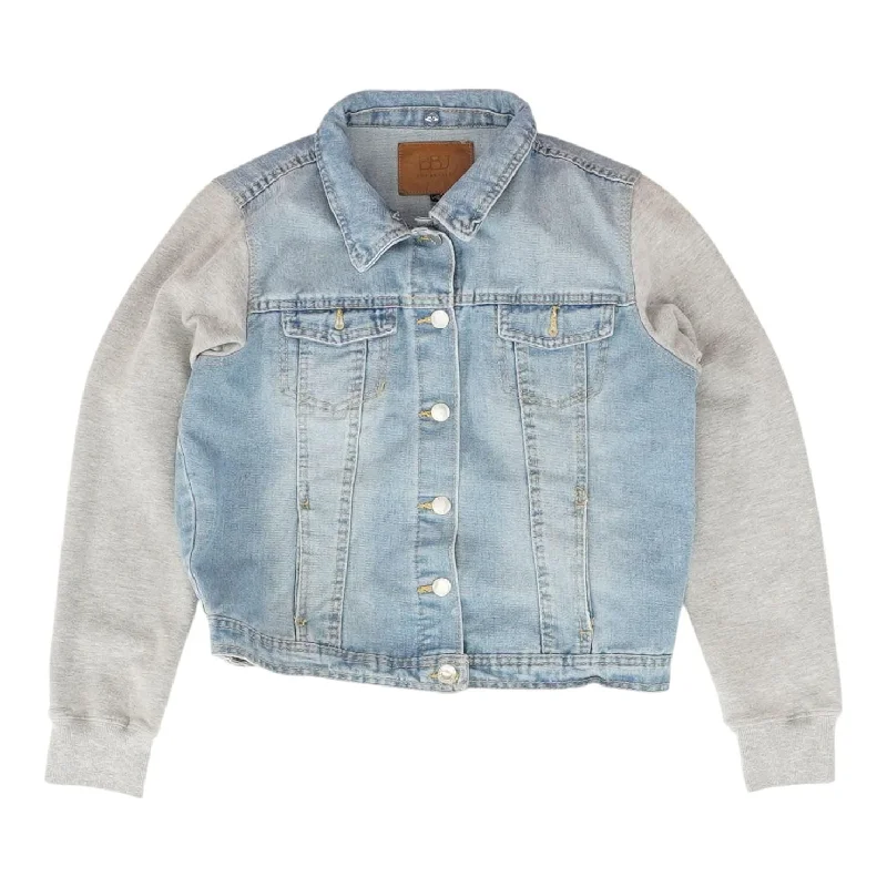 Huge Savings Blue Solid Denim Jacket