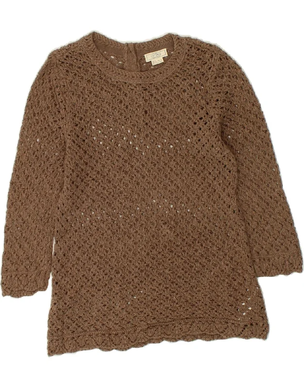 Price Cut FAT FACE Womens Boat Neck Jumper Sweater UK 8 Small Brown Cotton