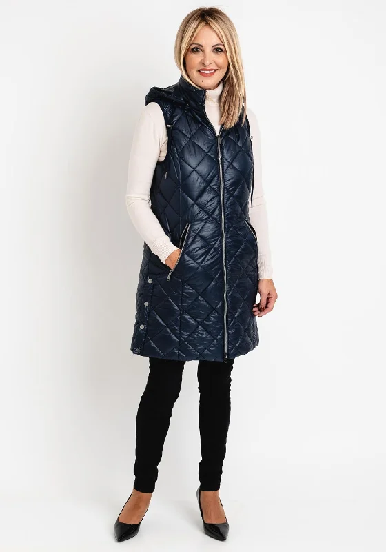 Price Meltdown Normann Long Quilted Gilet Jacket,Navy