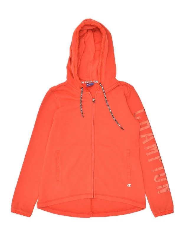 Unmissable Offer CHAMPION Womens Graphic Zip Hoodie Sweater UK 10 Small Red