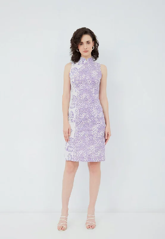 Act Fast SAKURA さくら LILAC Batik Cheongsam Dress