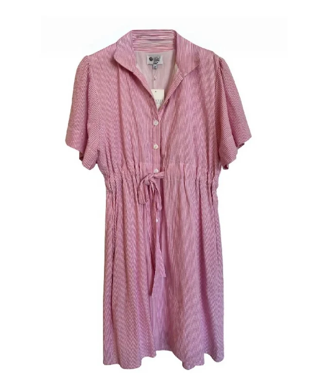 Price Smash Mari Mini Dress In Pink/white Seersucker