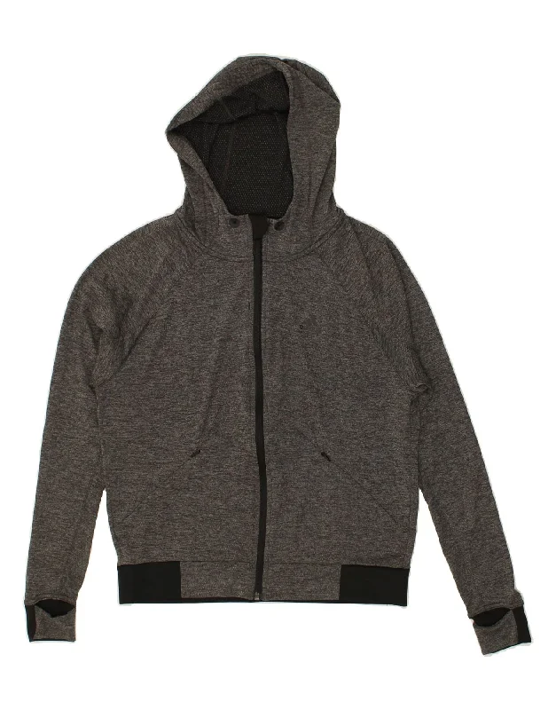 Year-End Clearance ADIDAS Womens Zip Hoodie Sweater UK 10 Small Grey Flecked Polyester