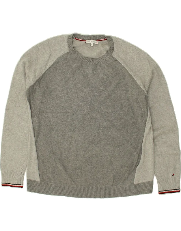 Best Seller TOMMY HILFIGER Womens Crew Neck Jumper Sweater UK 14 Medium Grey