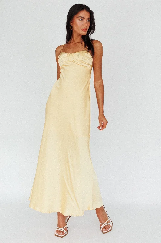 Discount Deals Siva Gathered Bust Midi Dress Yellow
