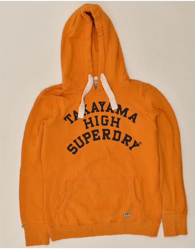 Huge Discounts SUPERDRY Womens Graphic Hoodie Jumper UK 14 Medium Orange Cotton