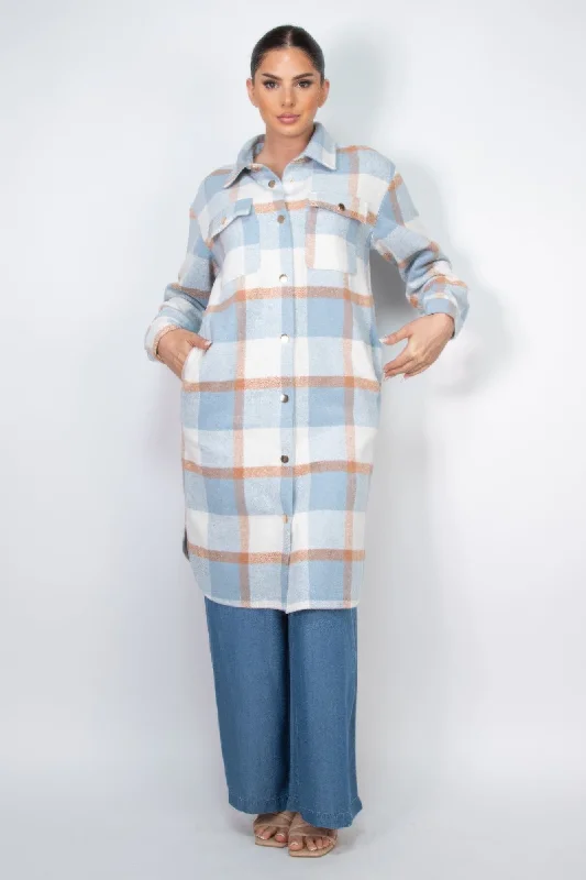 Final Markdown Plaid Buttoned Shacket Coat