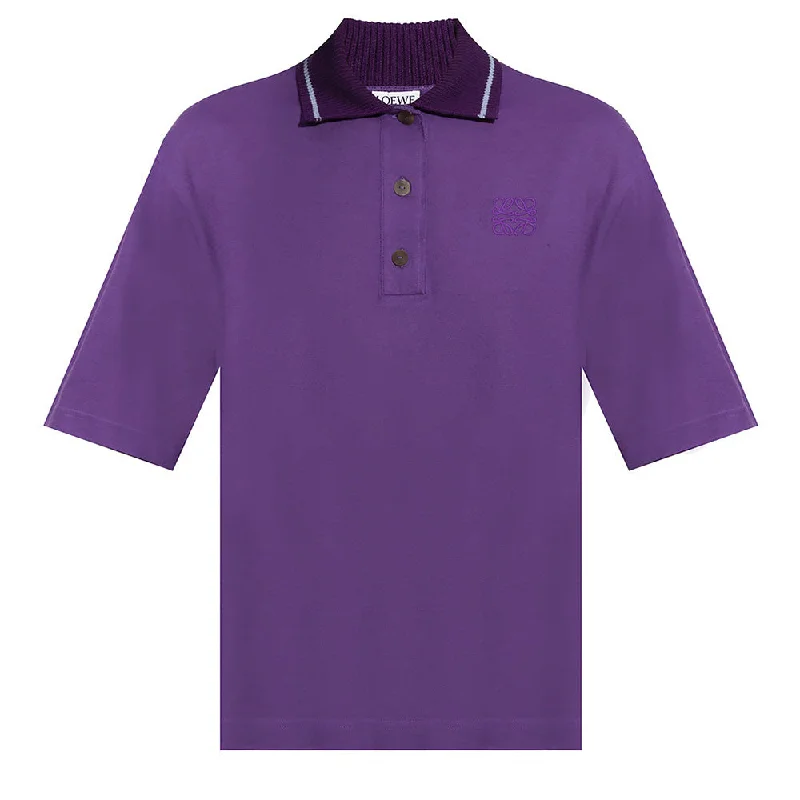 Low Prices Loewe Women's Cashmere Cotton Oversized Polo Shirt Purple