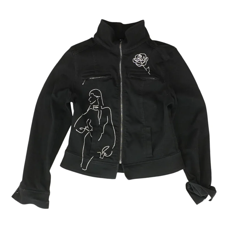 Special Savings Black Graphic Denim Jacket