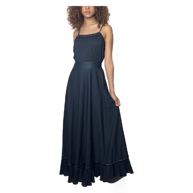 Lowest Prices Original 1970's Vintage Black & Silver Maxi Disco Dress UK 12 - 14