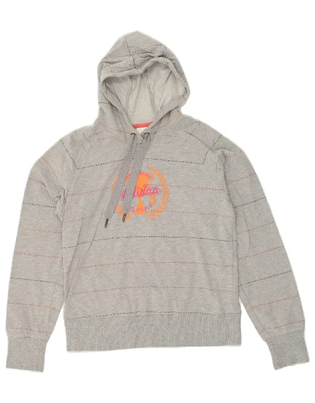 Sneak Peek Sale ADIDAS Womens Graphic Hoodie Jumper UK 12 Medium Grey Striped Cotton Sneak Peek Sale ADIDAS Womens Graphic Hoodie Jumper UK 12 Medium Grey Striped Cotton