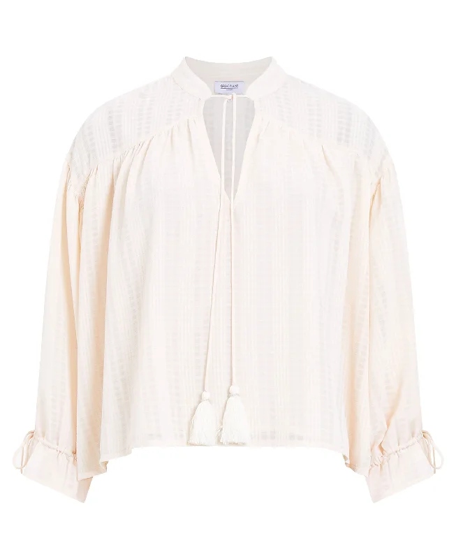 Bargain Prices Desert Check Blouse - Ecru