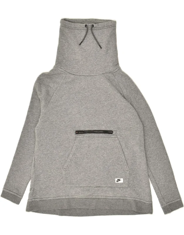 Price Buster NIKE Womens Roll Neck Sweatshirt Jumper UK 14 Medium Grey