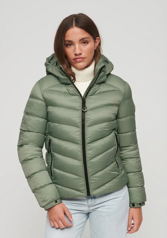 Warehouse Sale Superdry Womens Hooded Fuji Padded Jacket, Green