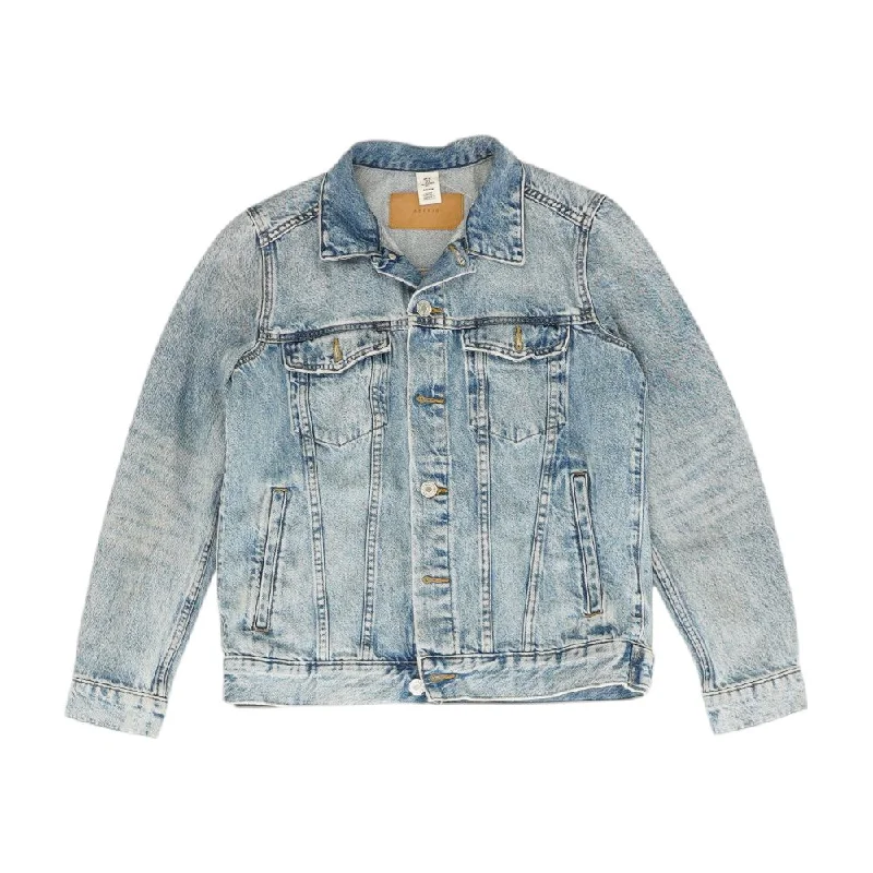Don't Wait Blue Solid Faux Leather Jacket