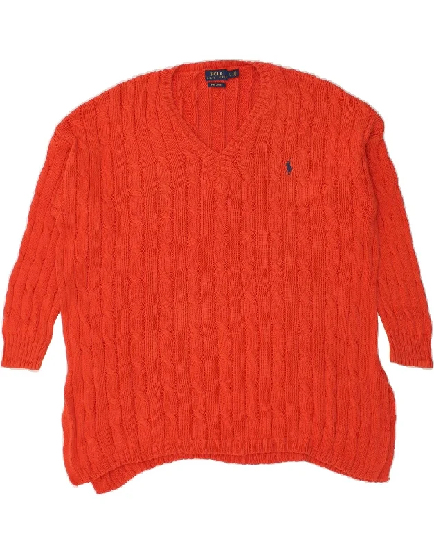 Super Savings POLO RALPH LAUREN Womens Oversized V-Neck Jumper Sweater UK 16 Large Red Super Savings POLO RALPH LAUREN Womens Oversized V-Neck Jumper Sweater UK 16 Large Red