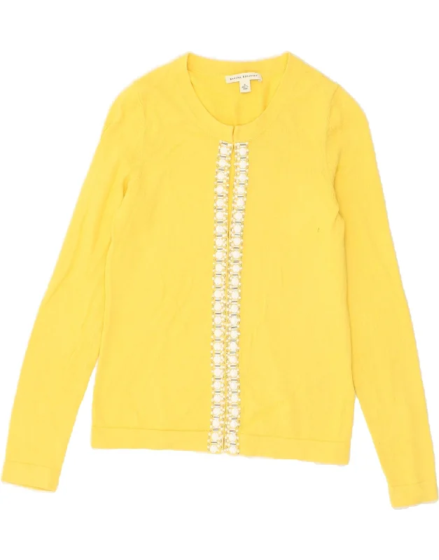 Weekend Deal BANANA REPUBLIC Womens Cardigan Sweater UK 10 Small Yellow Cotton
