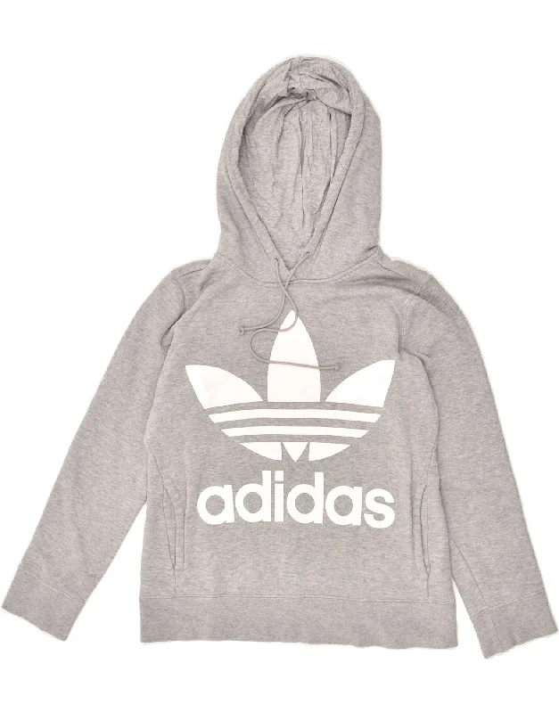 Huge Savings ADIDAS Womens Oversized Graphic Hoodie Jumper UK 10 Small Grey Cotton