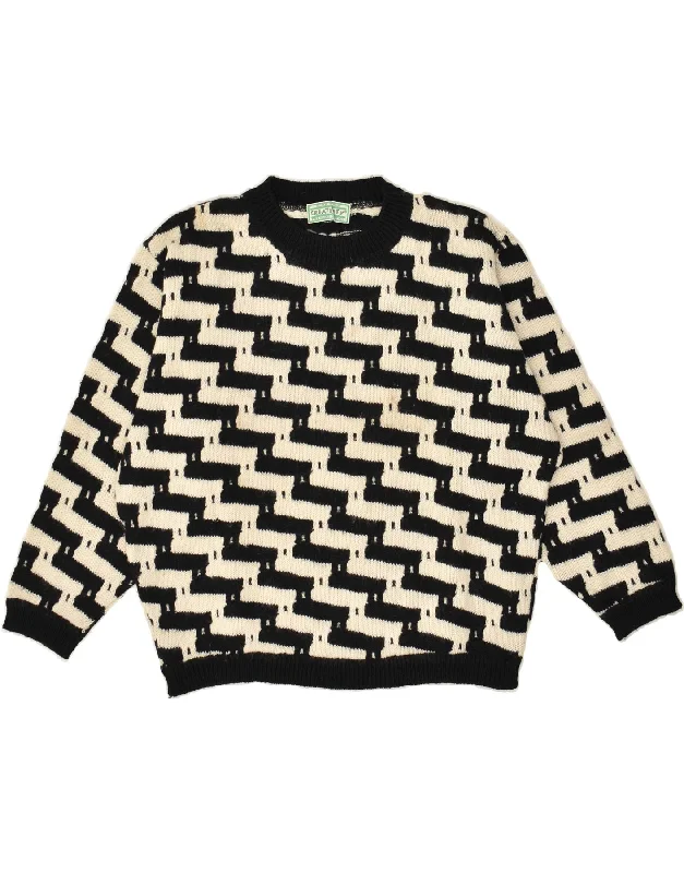 Price Blitz VINTAGE Womens Crew Neck Jumper Sweater UK 16 Large Black Geometric