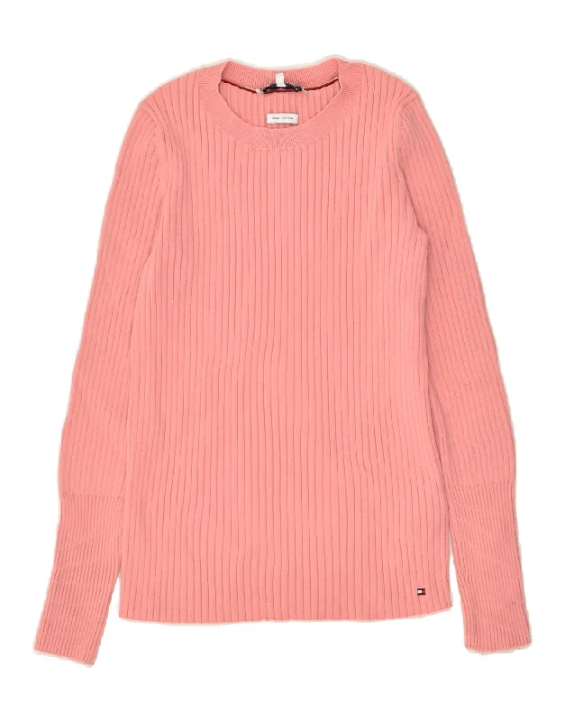 Hurry In TOMMY HILFIGER Womens Boat Neck Jumper Sweater UK 4 XS Pink Cotton