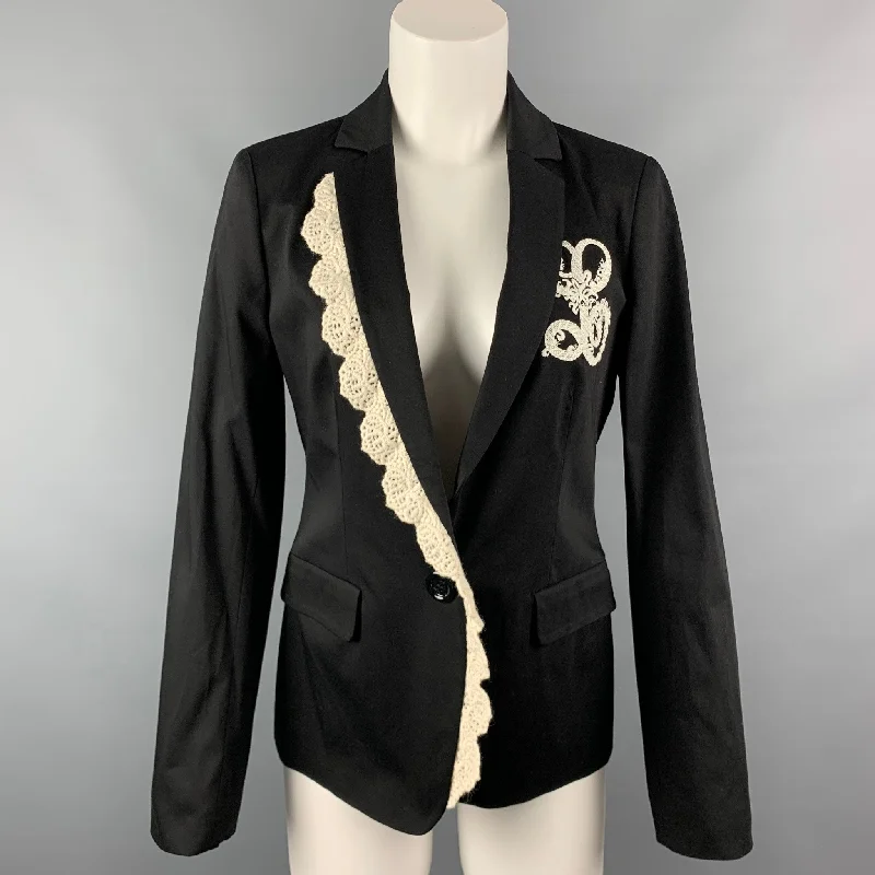 Online Specials LOVE MOSCHINO Size 6 Black & White Acetate / Cotton Jacket