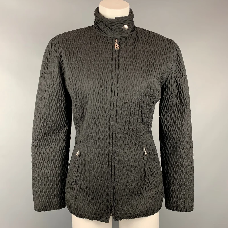Limited Time Offer BOGNER Size 6 Black Quilted Textured Nylon Jacket