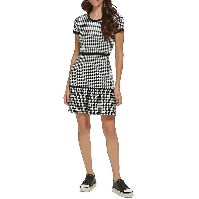 Members Only Womens Knit Houndstooth Sweaterdress