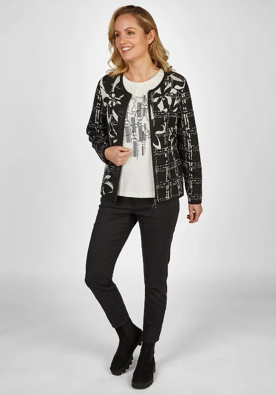 Final Clearance Rabe Multi Print Knit Jacket, Black