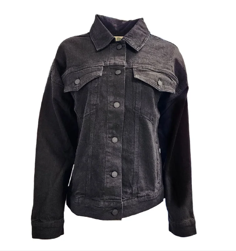 Exclusive Savings HoodLamb Women's Black Denim Oversized Hemp Lightweight Jacket NWT