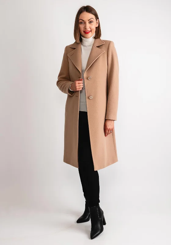 Customer Appreciation Sale Christina Felix Notch Collar Wool Cashmere Blend Long Coat, Camel