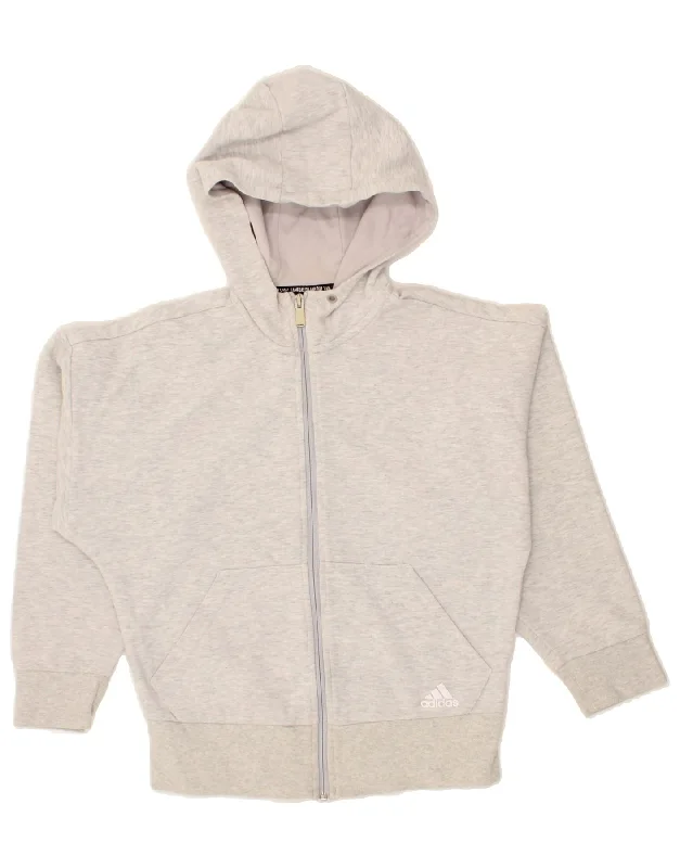 Savings Galore ADIDAS Womens Zip Hoodie Sweater UK 4/6 XS Grey Polyester