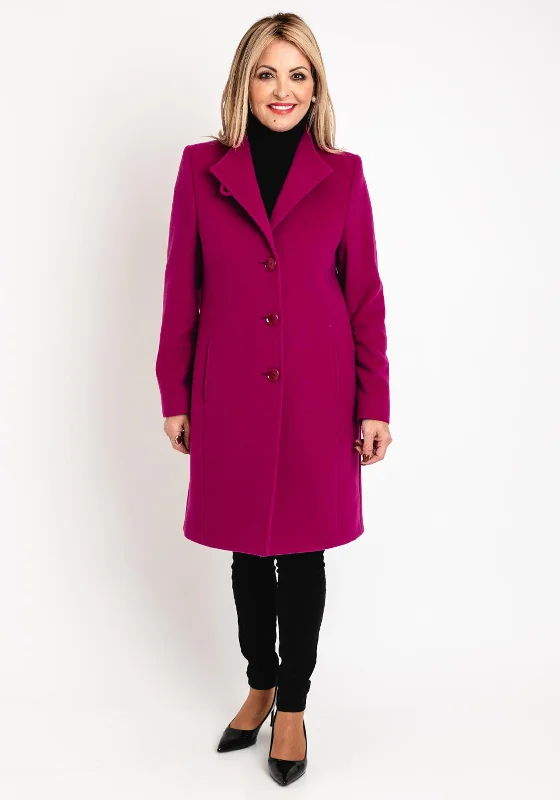 Special Offer Christina Felix Classic Tailored Wool Cashmere Blend Long Coat, Raspberry